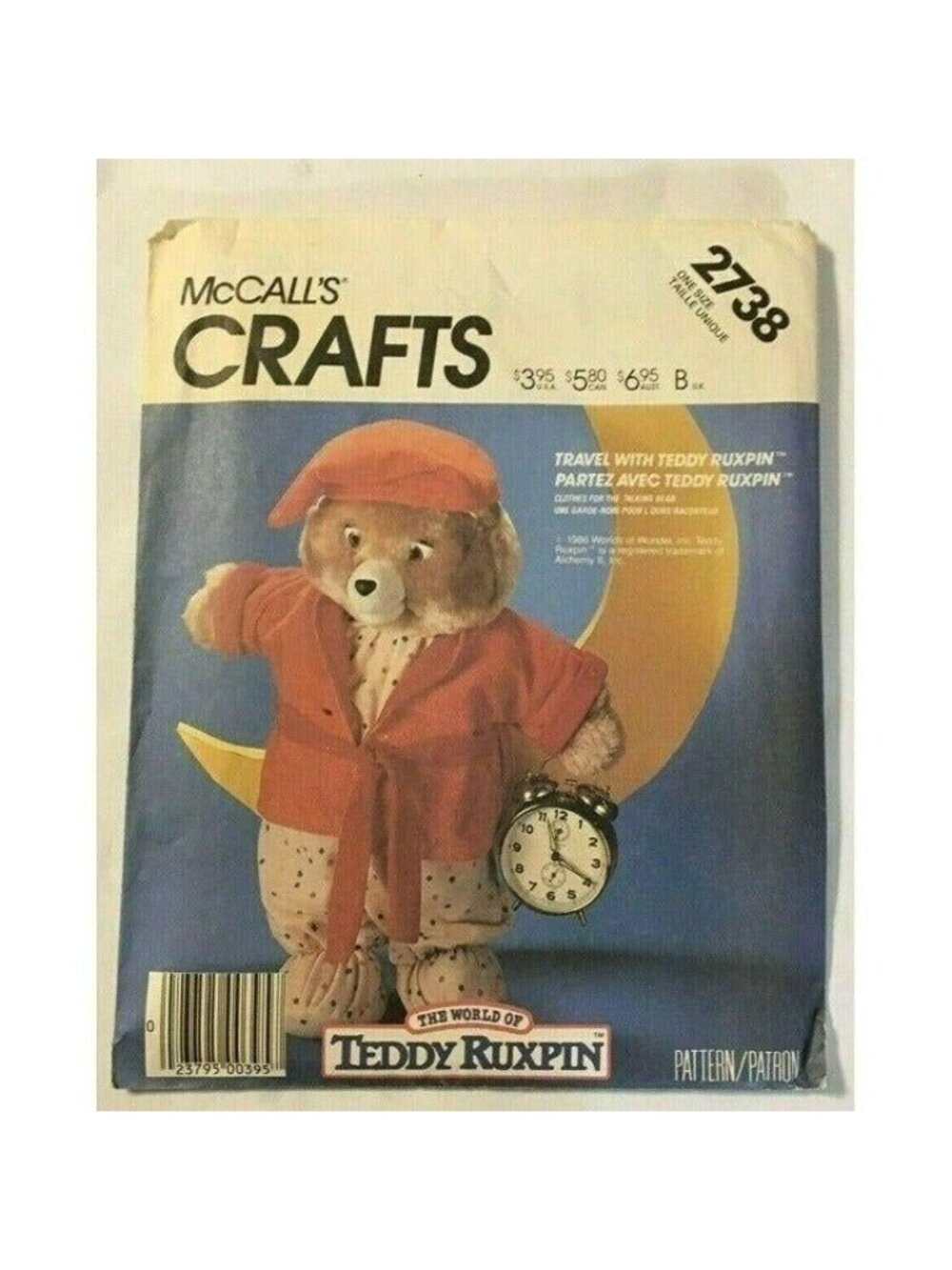 Vintage Sewing Pattern McCalls 2738 Sleepwear Outfit Only Teddy Ruxpin U/C 1986